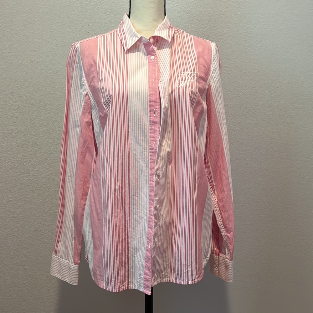 Women’s pink and white striped Tommy Hilfiger button down